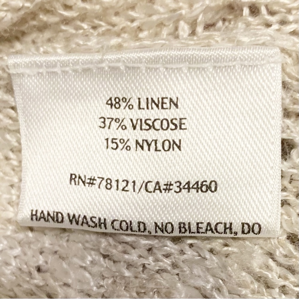 Eileen Fisher Sweater V-neck Short Sleeve Linen Blend Oatmeal Size PP Petite XSP - Picture 5 of 6